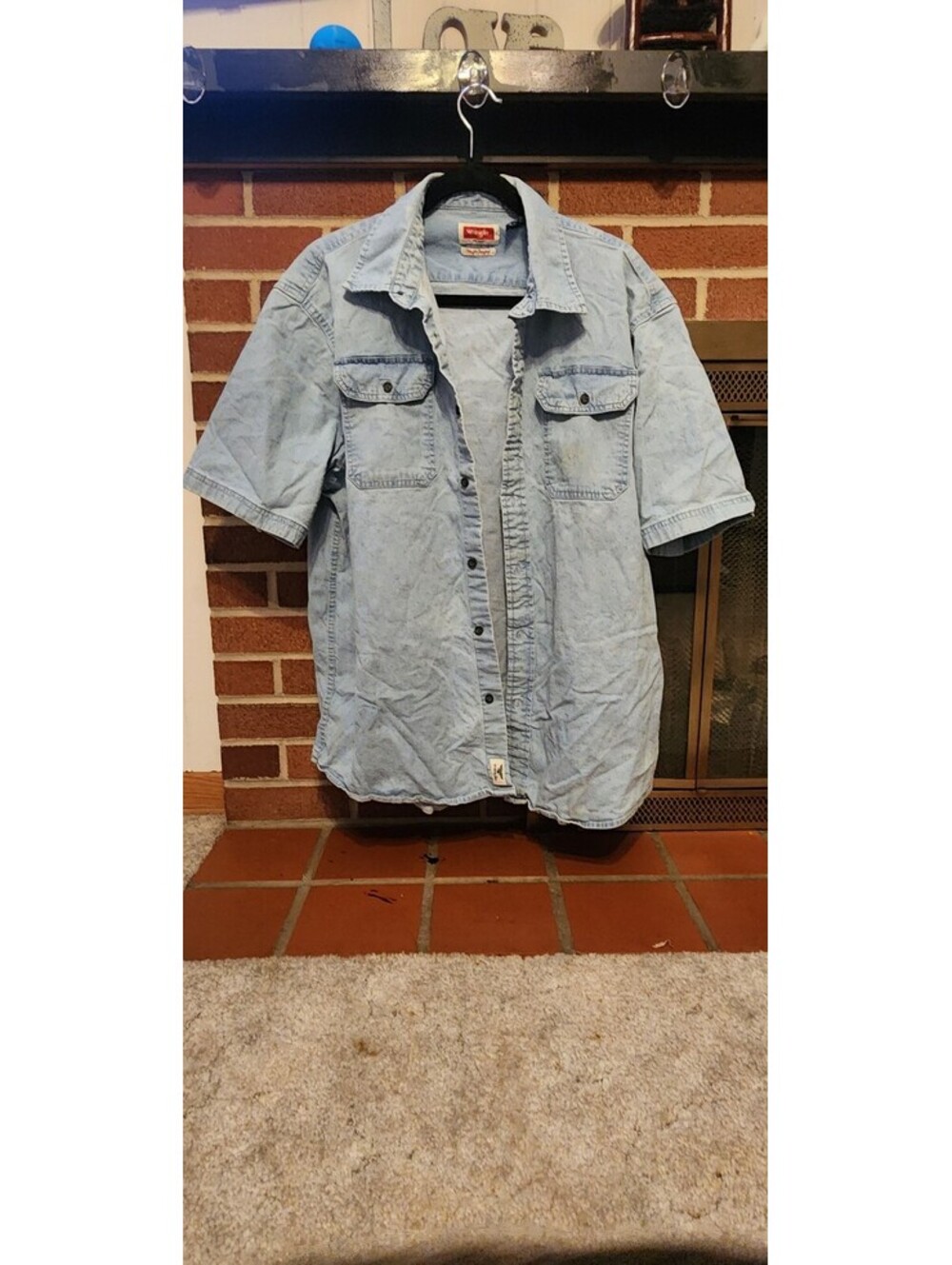 Wrangler Men's Light Blue Short Sleeve Denim Shirt XL